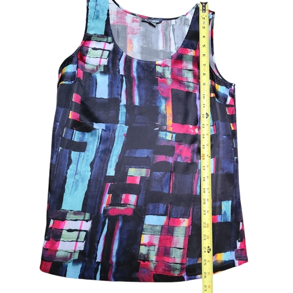 Go Silk Abstract Print 100% Silk Colorful Sleeveless Tank Top, Small - Picture 5 of 7